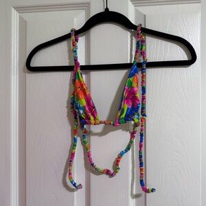 Frankie’s neon and tropical surfer bikini top